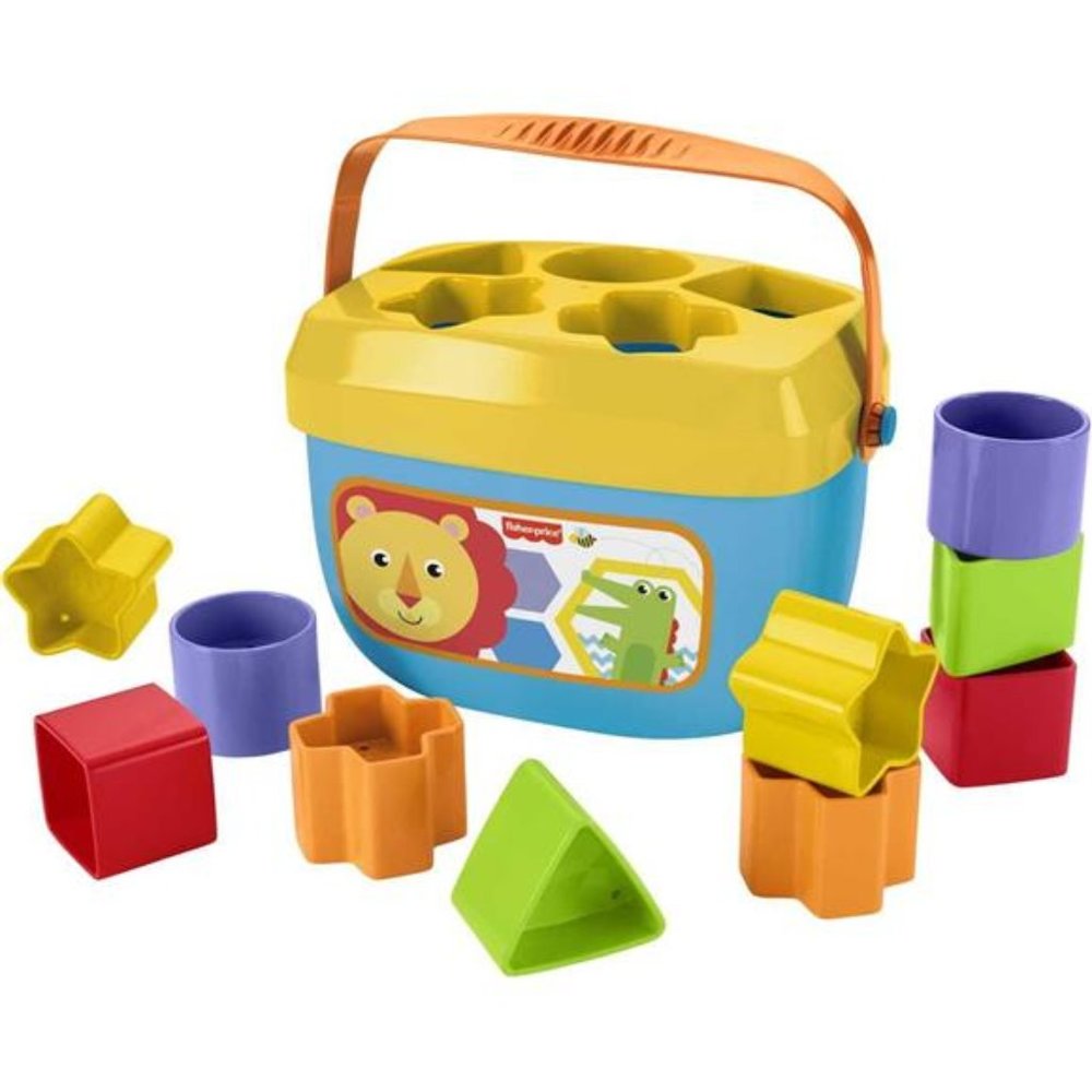 Fisher-Price Baby’s Blocks Shape Toy with Storage Bucket, 12 Pcs, Learning toys
